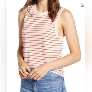 Madewell Orange and White Striped Tank Top